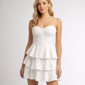 Amanda Uprichard White Tiered Bustier Mini Dress NWOT Size Small